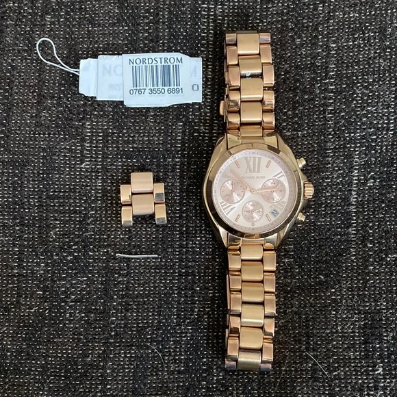 Rose Gold-Tone Metal Clasp MICHAEL Michael Kors Analog Watch w/Date (& Booklet)